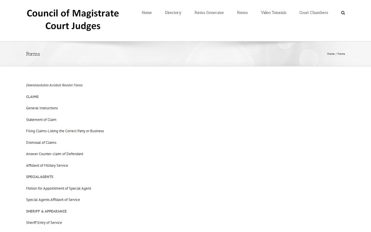 Georgia Magistrate Court forms for claims and civil proceedings