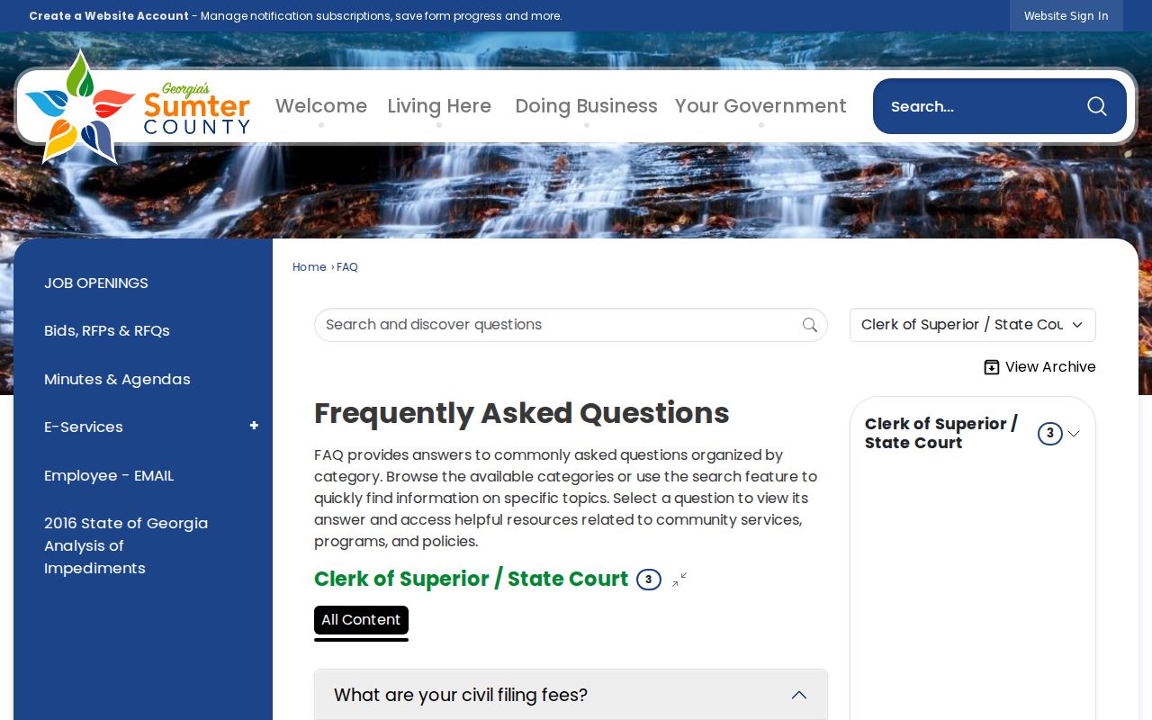 Sumter County clerk civil filing and copy fee information