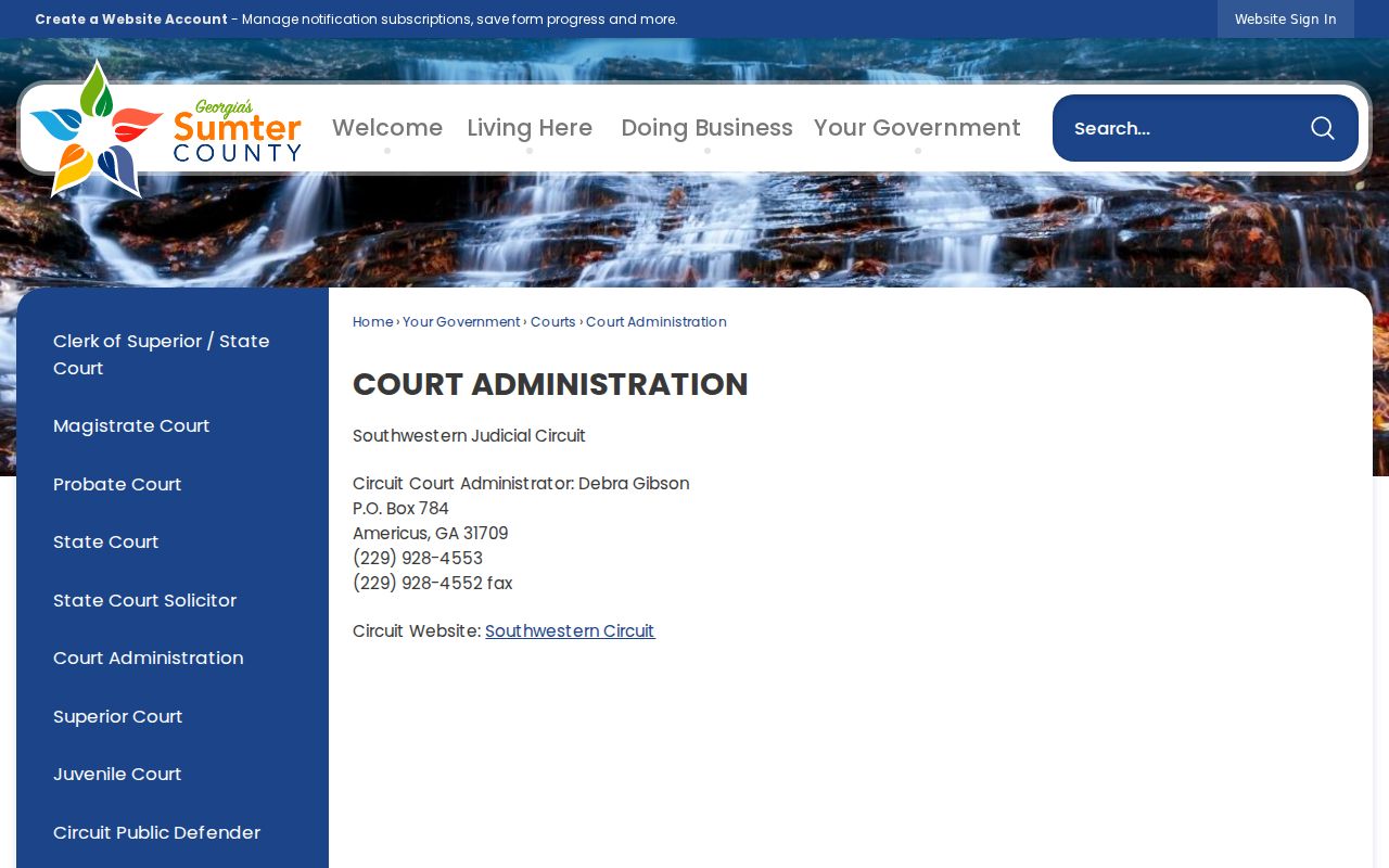 Sumter County court calendar administration
