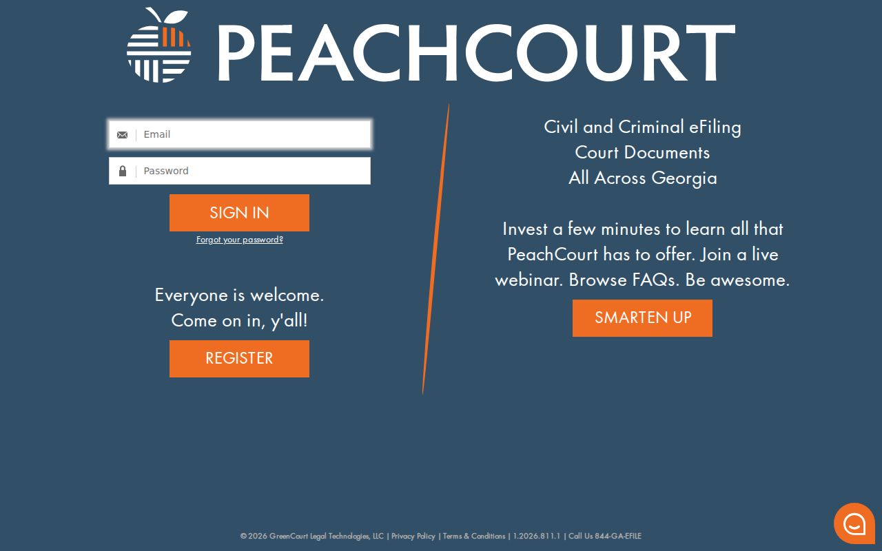 PeachCourt login and search route for Sumter County criminal dockets