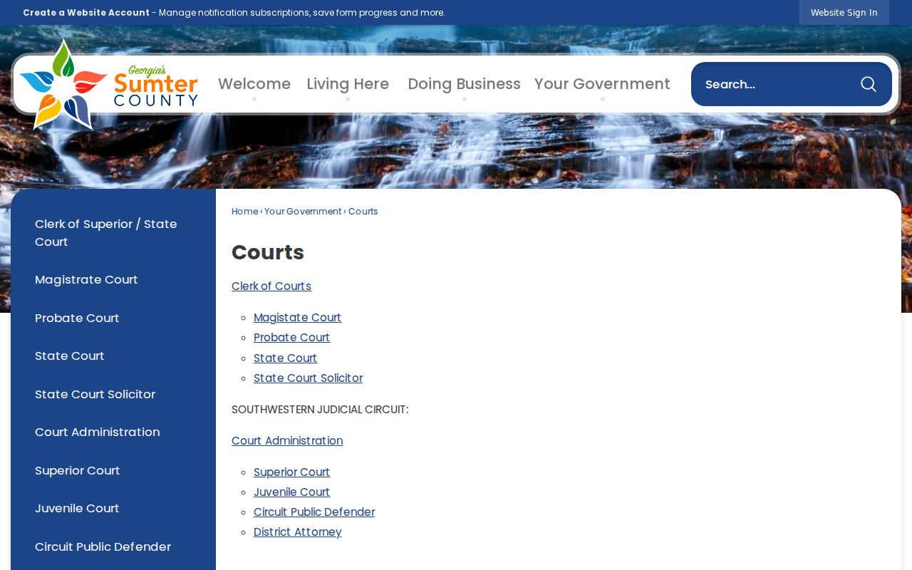 Sumter County official courts directory