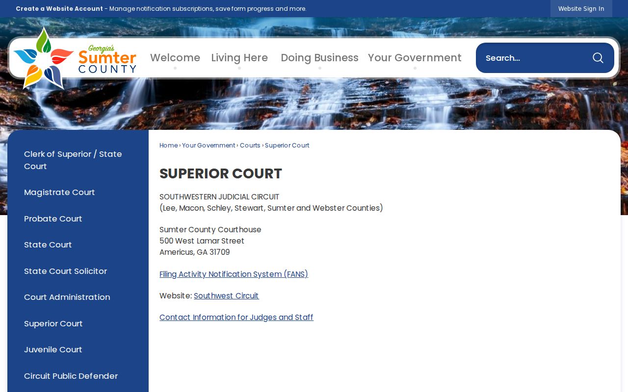 Sumter County Superior Court page