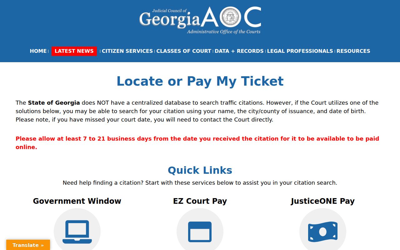Sumter County traffic court records Georgia ticket locator guidance